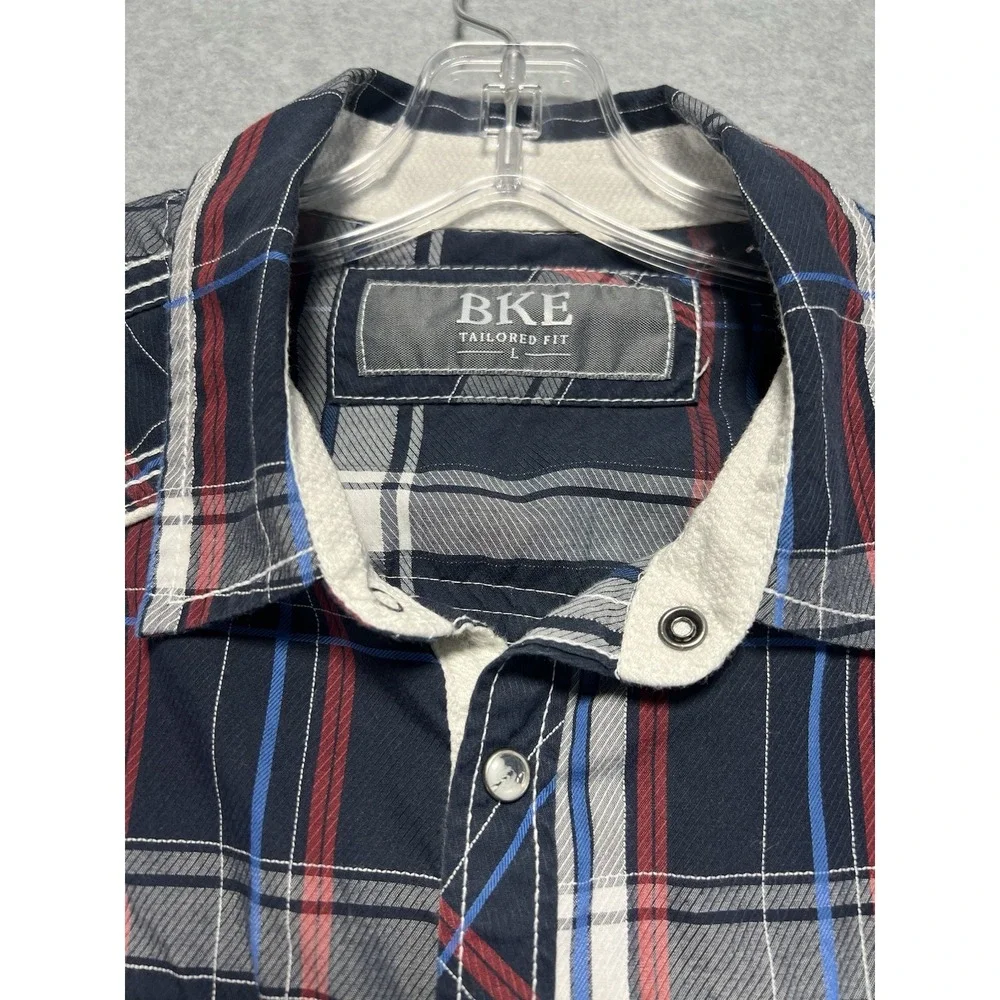 Buckle Men's  Pearl Snap Shirt Long Sleeve, Tailored Fit Sz L/M Western Plaid‎